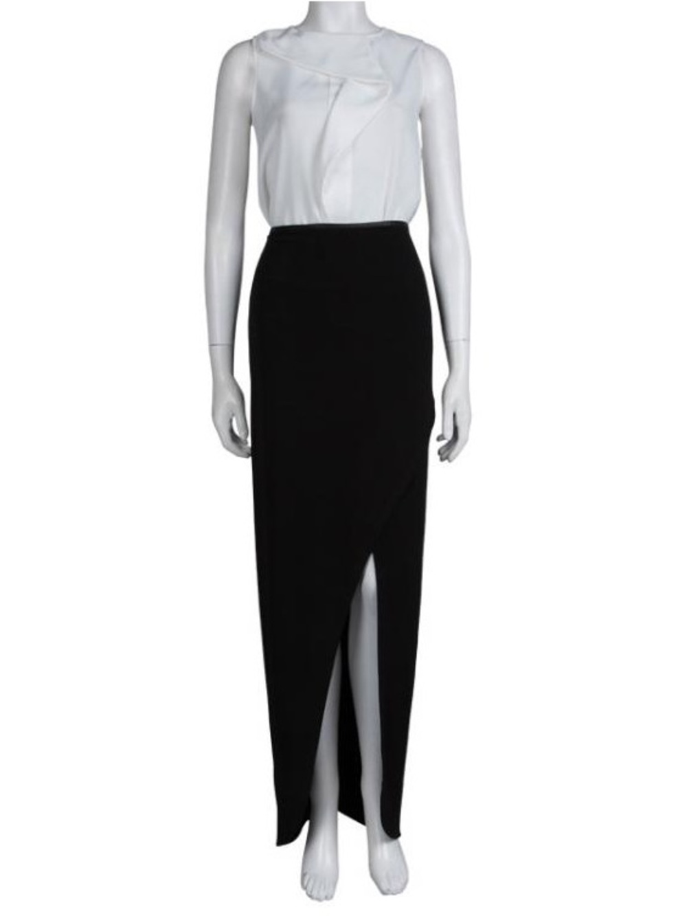 Alice + Olivia Black Maxi Skirt Fishnet waistband detail & Front Slit